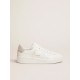 Purestar sneakers in white leather with champagne glitter heel tab