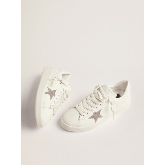 Women’s Purestar in white leather with silver Swarovski crystal star