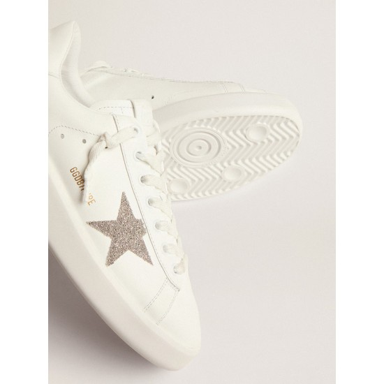 Women’s Purestar in white leather with silver Swarovski crystal star