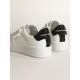 Purestar in white leather with tone-on-tone star and heel tab in black Swarovski crystals