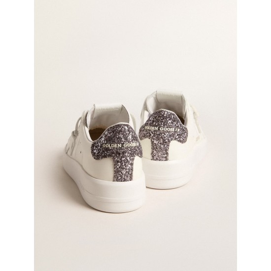 Women's Purestar with white leather star and anthracite glitter heel tab