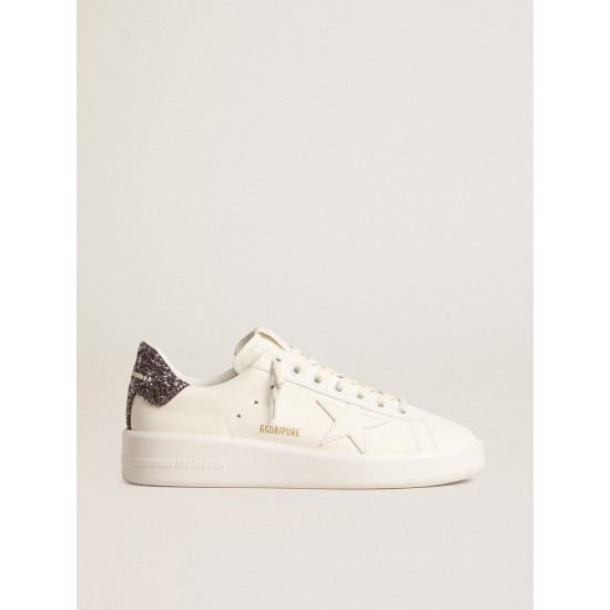 Women's Purestar with white leather star and anthracite glitter heel tab