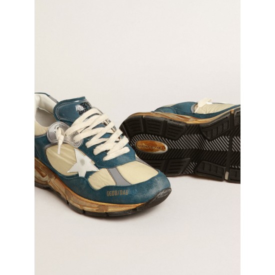 Women’s Dad-Star in petrol-blue suede with white leather star