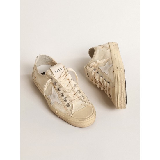Women’s V-Star LAB in canvas with leather star and rust-colored speckles