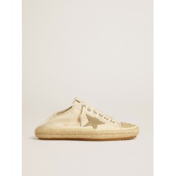 Women's V-Star Sabot in canvas with beige suede star