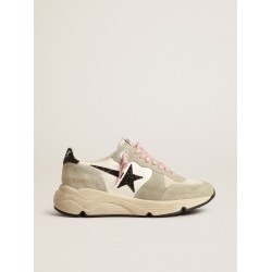 Running Sole with gray suede inserts and black glitter star