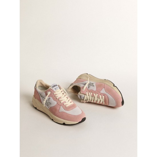 Running Sole in gray mesh and suede with silver glitter star