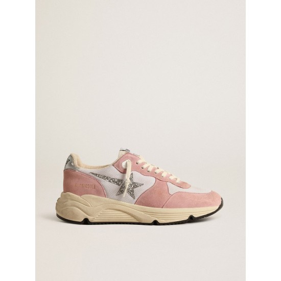 Running Sole in gray mesh and suede with silver glitter star