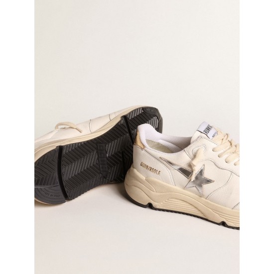 Running Sole in nappa with silver star and gold leather heel tab