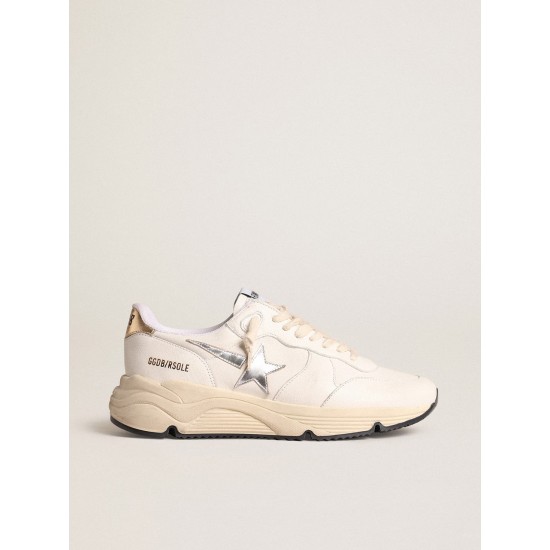 Running Sole in nappa with silver star and gold leather heel tab