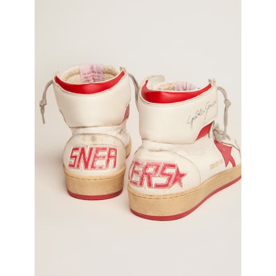 Women's Sky-Star in white nappa with red star and heel tab