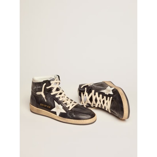 Women's Sky-Star in black nappa with white star