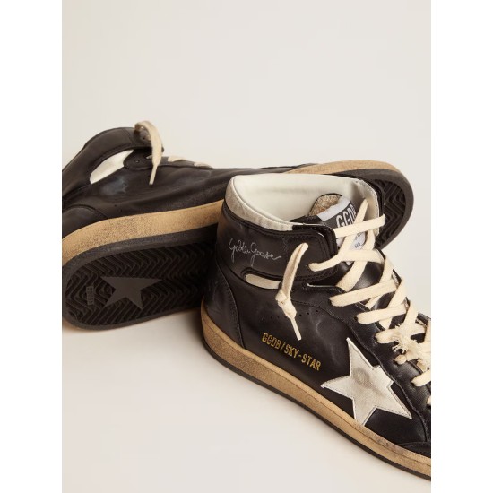 Women's Sky-Star in black nappa with white star