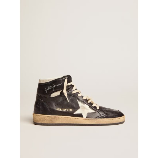Women's Sky-Star in black nappa with white star