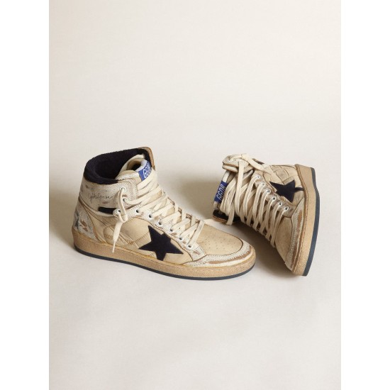 Women's Sky-Star in cream-colored nylon and white leather