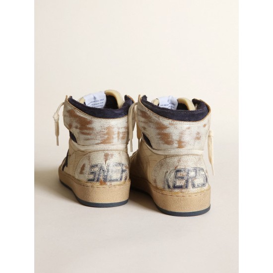 Women's Sky-Star in cream-colored nylon and white leather