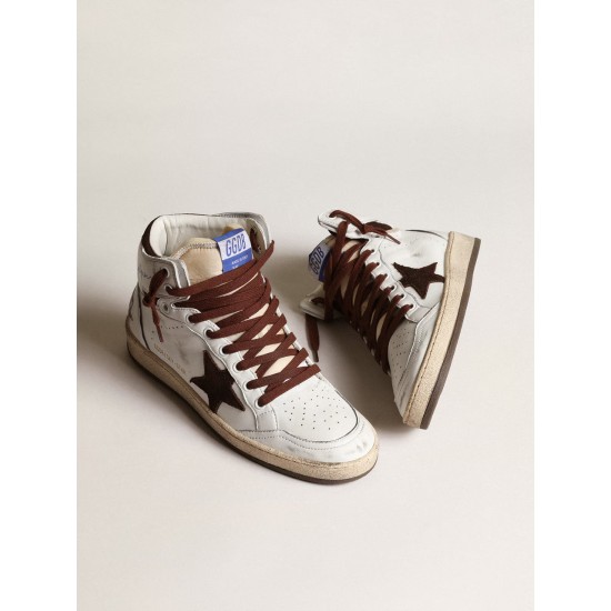 Women’s Sky-Star in white nappa leather with chocolate suede star