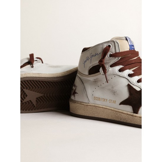 Women’s Sky-Star in white nappa leather with chocolate suede star