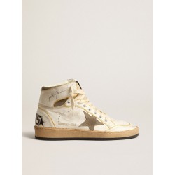 Women’s Sky-Star in white nappa leather with dove-gray suede star