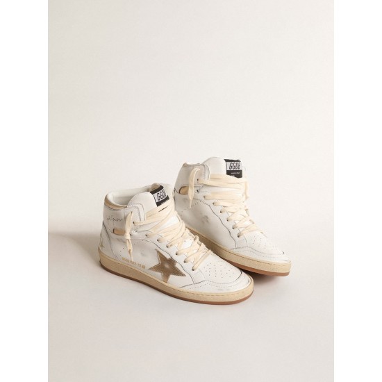 Sky-Star in white nappa leather with gold metallic leather star and heel tab