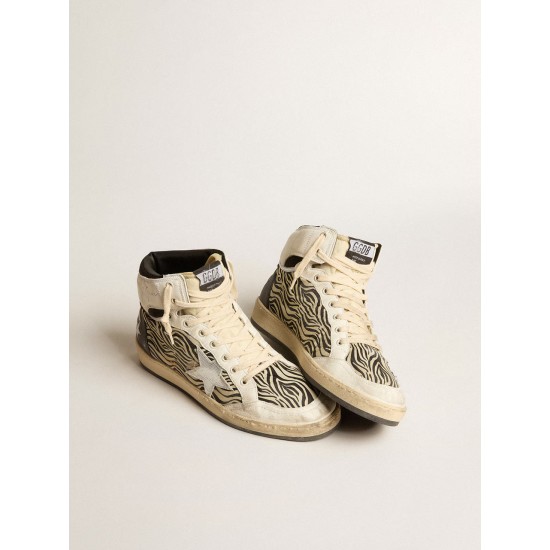 Women’s Sky-Star LAB in zebra nappa with textured silver leather star