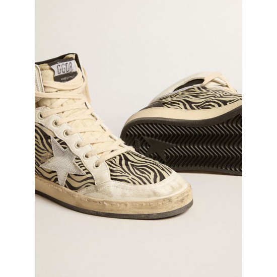 Women’s Sky-Star LAB in zebra nappa with textured silver leather star
