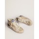 Women's Slide Penstar in cream-colored canvas and silver glitter