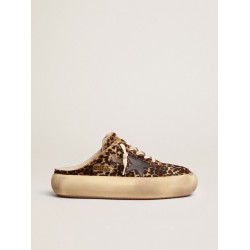 Women's Space-Star Sabot in animal print pony skin and shearling lining