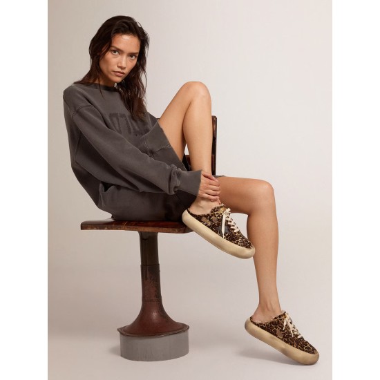 Women's Space-Star Sabot in animal print pony skin and shearling lining