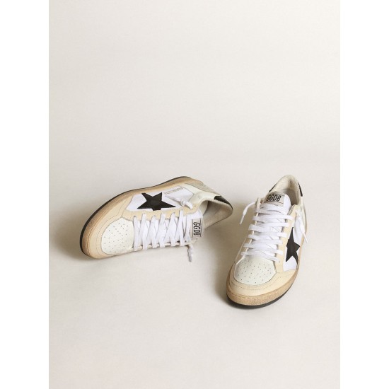 Women's Ball Star in white canvas and leather with black star