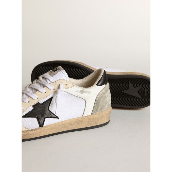 Women's Ball Star in white canvas and leather with black star