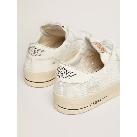 Stardan with white leather and mesh inserts and black suede star