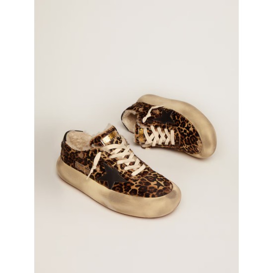 Space-Star shoes in animal-print pony skin with shearling lining