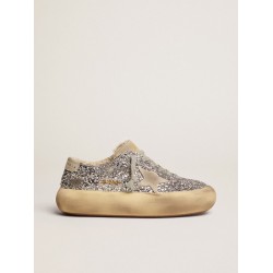 Women's Space-Star shoes in silver glitter with shearling lining