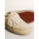 Women’s Space-Star shoes in beige shearling with white leather star and metallic leather heel tab