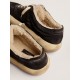 Women's Space-Star shoes in quilted black nylon with shearling lining
