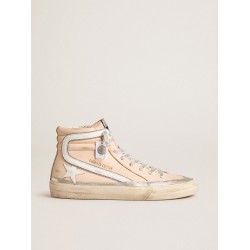 Slide LTD in pink nappa leather with white star and Swarovski inserts