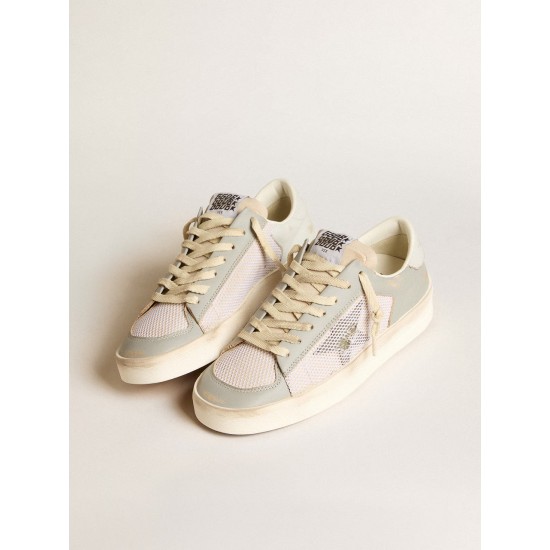 Stardan in gray nappa leather and white mesh with gray leather star