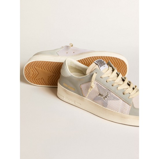 Stardan in gray nappa leather and white mesh with gray leather star