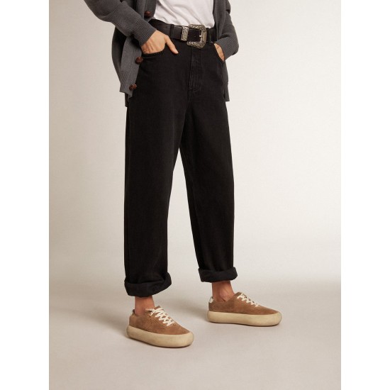 Women's Space-Star in tobacco-colored suede with perforated star