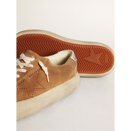 Women's Space-Star in tobacco-colored suede with perforated star