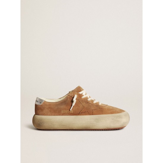 Women's Space-Star in tobacco-colored suede with perforated star