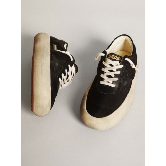 Space-Star shoes in black nylon with black leather star and heel tab