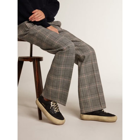 Space-Star shoes in black nylon with black leather star and heel tab