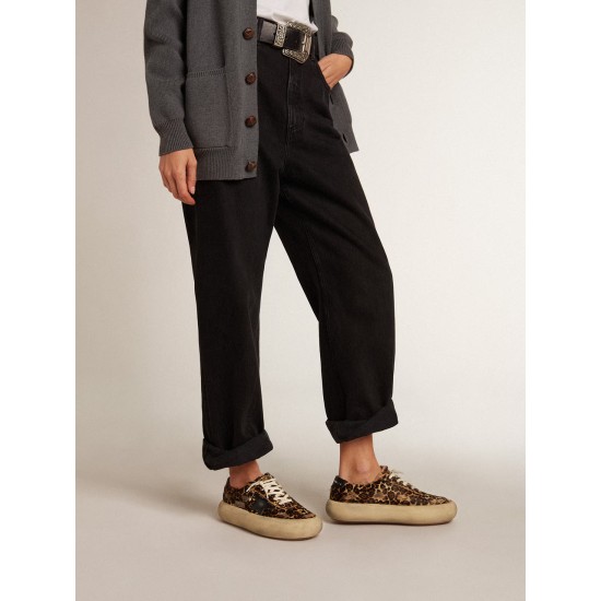 Women's Space-Star in leopard print pony skin with black star