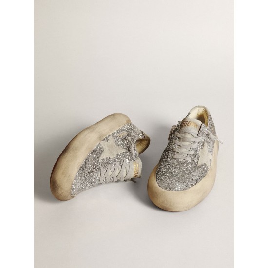 Women's Space-Star in silver glitter with ice-gray star