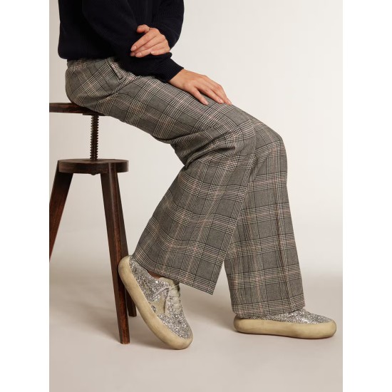 Women's Space-Star in silver glitter with ice-gray star