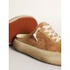 Women's Space-Star Sabot in tobacco-colored suede with perforated star