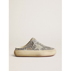 Women's Space-Star Sabot in glitter with ice-gray star and tab