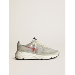 Women's Running Sole in silver leather with ice-gray inserts